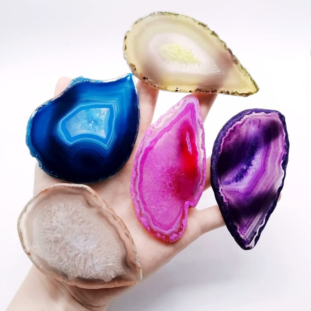 2119 15Pcs Irregular Agate Light Table Slice Bulk Multi Color Polished